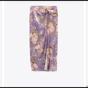 ZARA Printed Satin Skirt